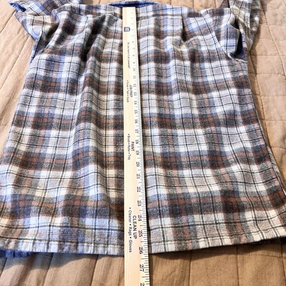 Vintage Pendleton Board Shirt Size M Virgin Wool Brown Tan Plaid US Made 60s 70s - Picture 8 of 13